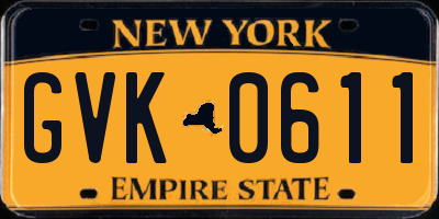 NY license plate GVK0611
