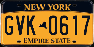 NY license plate GVK0617