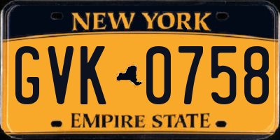 NY license plate GVK0758