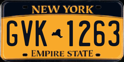 NY license plate GVK1263