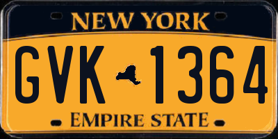 NY license plate GVK1364