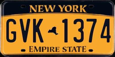 NY license plate GVK1374