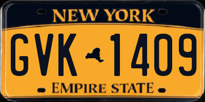 NY license plate GVK1409