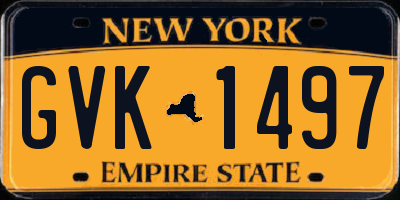NY license plate GVK1497