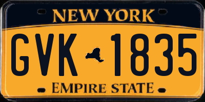 NY license plate GVK1835