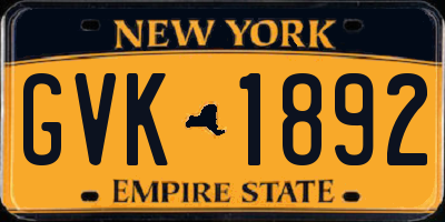 NY license plate GVK1892