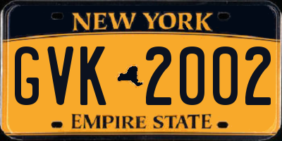 NY license plate GVK2002