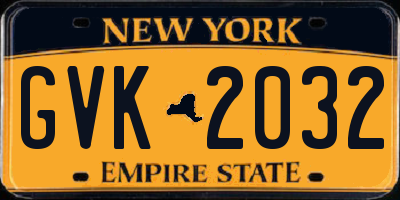 NY license plate GVK2032