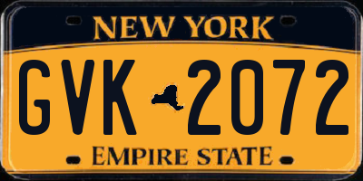 NY license plate GVK2072