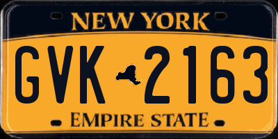 NY license plate GVK2163