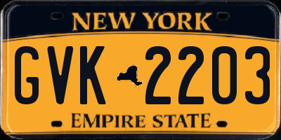 NY license plate GVK2203