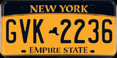 NY license plate GVK2236
