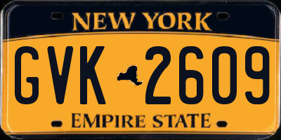 NY license plate GVK2609