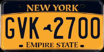 NY license plate GVK2700