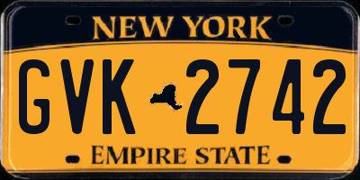 NY license plate GVK2742