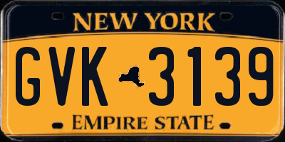 NY license plate GVK3139