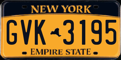 NY license plate GVK3195