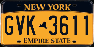 NY license plate GVK3611