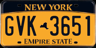 NY license plate GVK3651