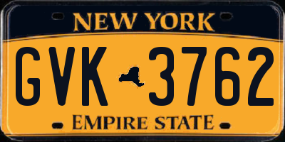 NY license plate GVK3762
