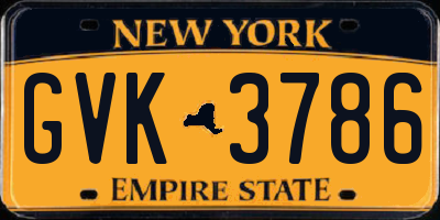 NY license plate GVK3786