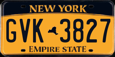NY license plate GVK3827