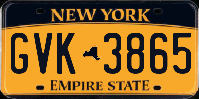 NY license plate GVK3865