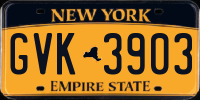 NY license plate GVK3903