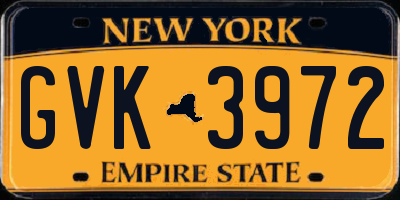 NY license plate GVK3972