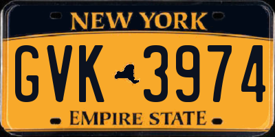 NY license plate GVK3974