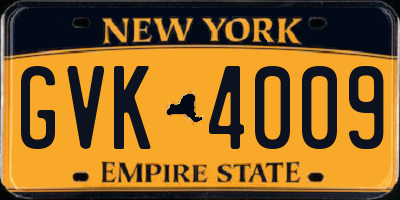 NY license plate GVK4009