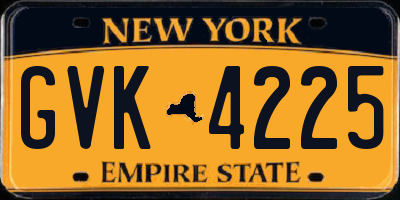NY license plate GVK4225