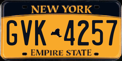 NY license plate GVK4257