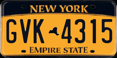 NY license plate GVK4315