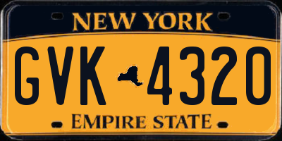 NY license plate GVK4320