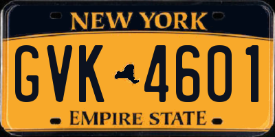 NY license plate GVK4601