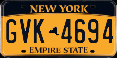 NY license plate GVK4694