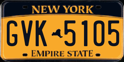 NY license plate GVK5105