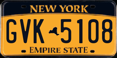 NY license plate GVK5108