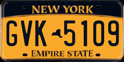 NY license plate GVK5109