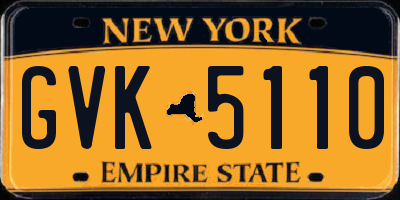 NY license plate GVK5110