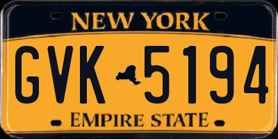 NY license plate GVK5194