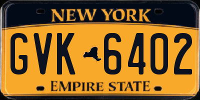 NY license plate GVK6402