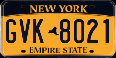 NY license plate GVK8021