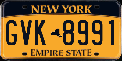 NY license plate GVK8991