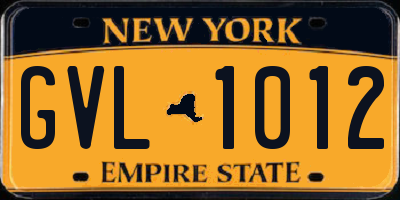 NY license plate GVL1012