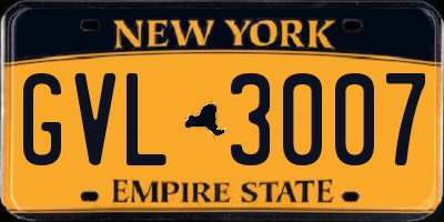 NY license plate GVL3007