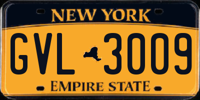 NY license plate GVL3009