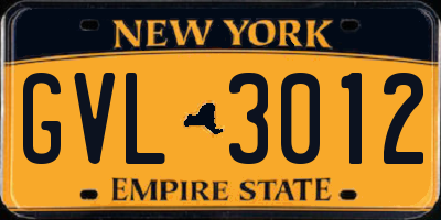 NY license plate GVL3012