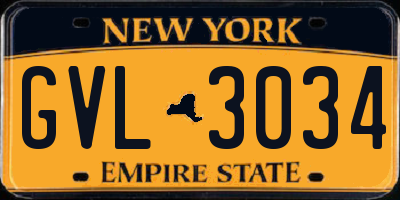 NY license plate GVL3034